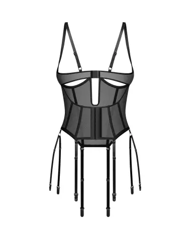 Corset Euphori Obsessive noir avec jarretelles ajustables et design ouvert-8