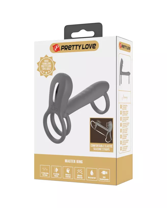 Image de l'anneau vibrant Pretty Love Jammy, stimulateur érotique en silicone pour couples-2