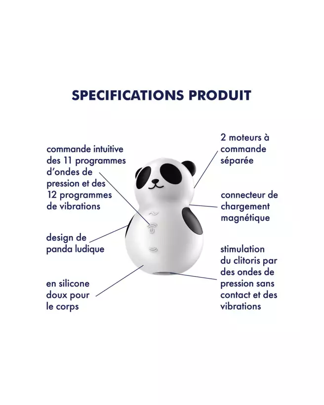 Image du Satisfyer Pocket Panda Blanc, stimulateur clitoridien compact et ergonomique-3
