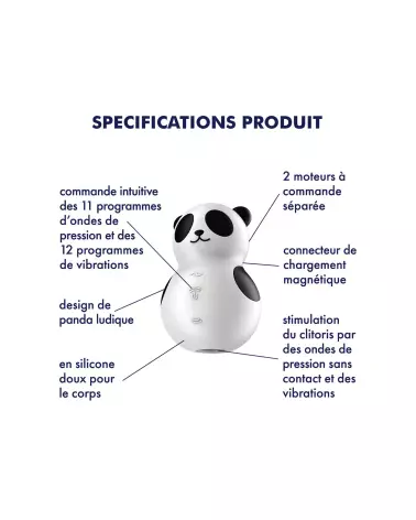 Image du Satisfyer Pocket Panda Blanc, stimulateur clitoridien compact et ergonomique-3