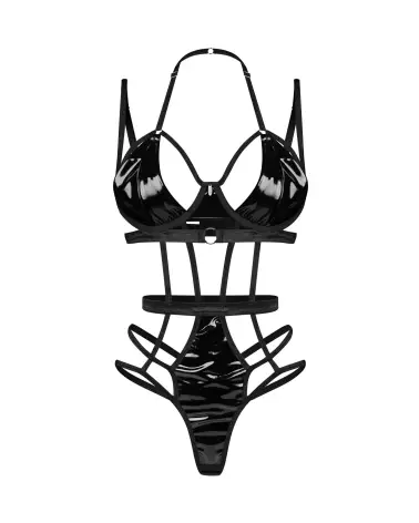Body noir Keira Lise Obsessive en matière aspect mouillé, design élégant et séduisant-3
