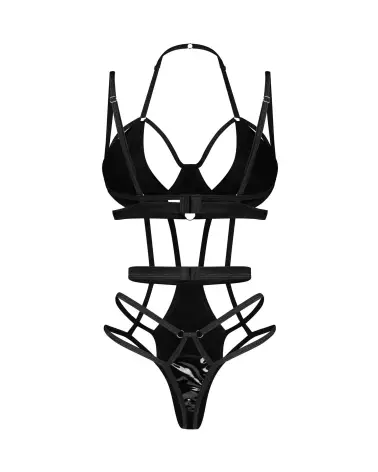 Body noir Keira Lise Obsessive en matière aspect mouillé, design élégant et séduisant-4