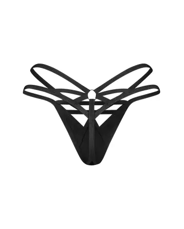 String noir Keira Lise Obsessive avec effet latex et détails métalliques-3