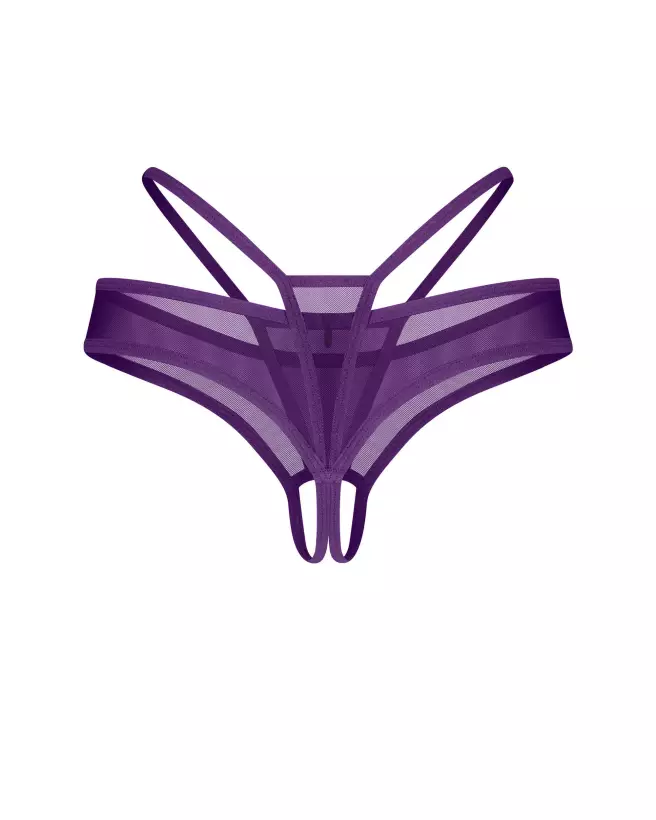 String ouvert vibrant Obsessive en maille violette avec pendentif décoratif-5