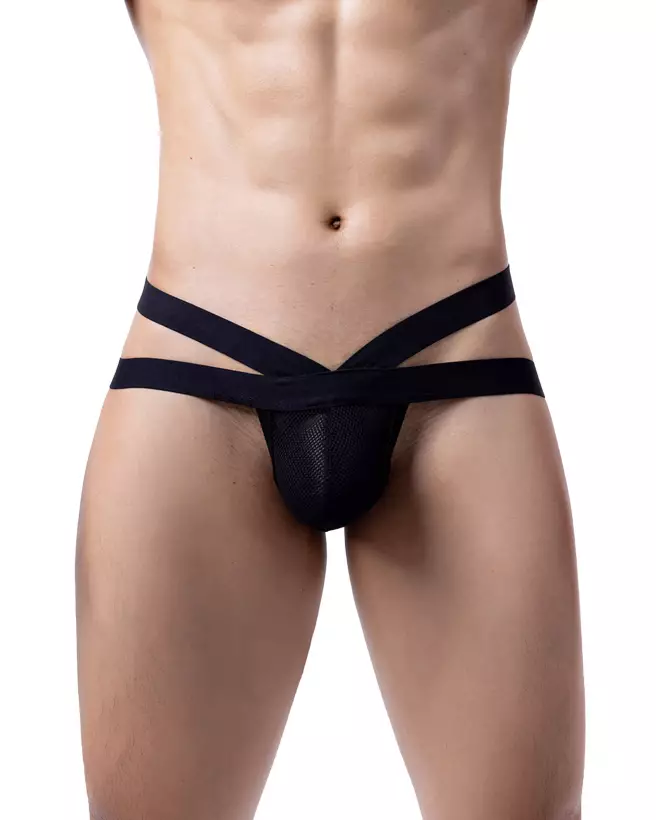 Image du String STG Homme Résille Noir L/XL de Paris Hollywood-1