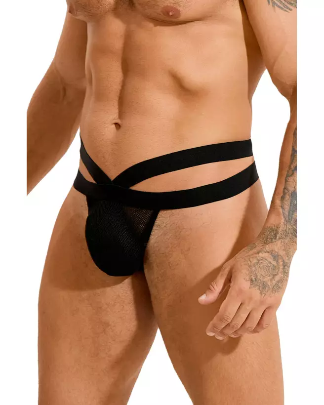 Image du String STG Homme Résille Noir L/XL de Paris Hollywood-4