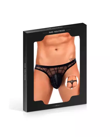 Photo du String STG Homme Quadri Noir S/M de Paris Hollywood, sous-vêtement élégant et confortable-2