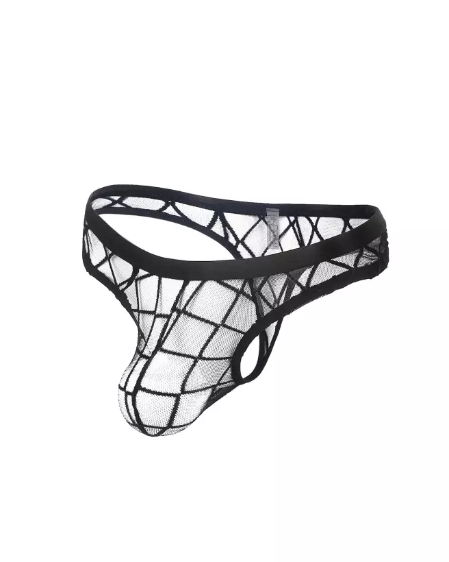 Photo du String STG Homme Quadri Noir S/M de Paris Hollywood, sous-vêtement élégant et confortable-4