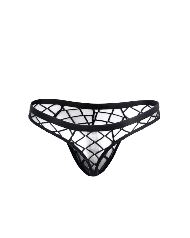 Photo du String STG Homme Quadri Noir S/M de Paris Hollywood, sous-vêtement élégant et confortable-6