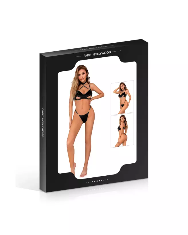 Set de lingerie Paris Hollywood en velours noir taille S/M-2