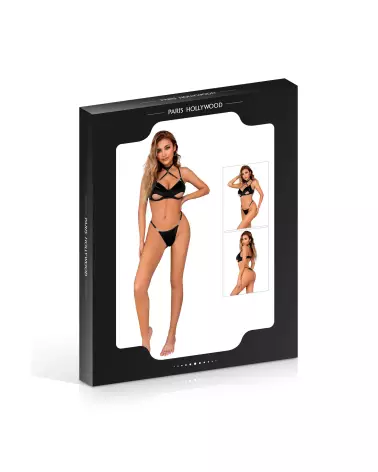 Set de lingerie Paris Hollywood en velours noir taille L/XL, design élégant et confortable-2
