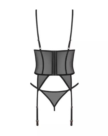 Corset et string Euridia noirs par Obsessive avec détails en or rose-5