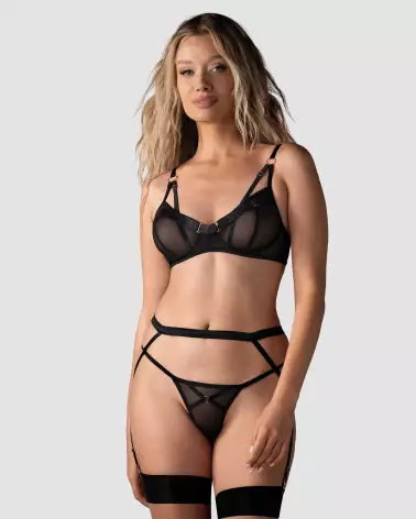 Image de l'ensemble Euridia 3 pièces noir par Obsessive avec détails en rose doré-2