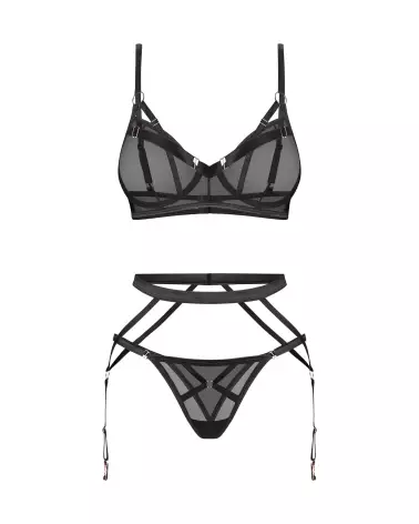 Image de l'ensemble Euridia 3 pièces noir par Obsessive avec détails en rose doré-3