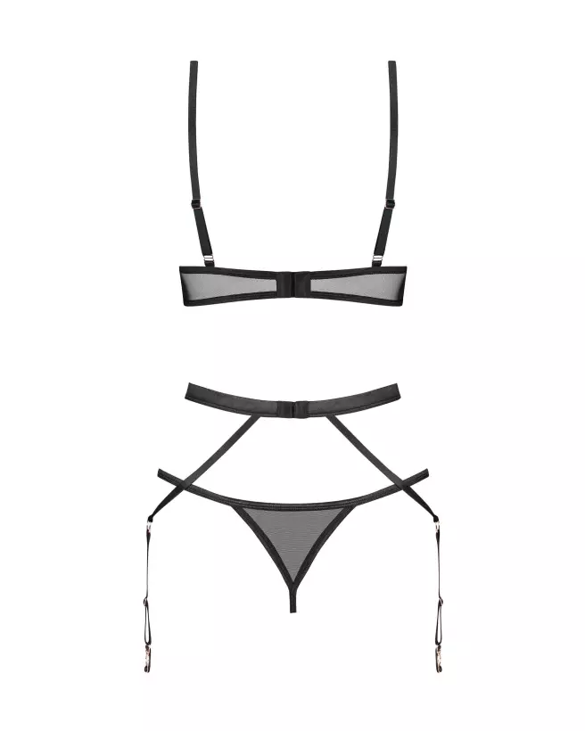 Image de l'ensemble Euridia 3 pièces noir par Obsessive avec détails en rose doré-4