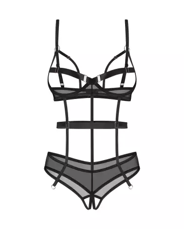 Body Euridia Noir Obsessive avec harnais et entrejambe ouvert-4
