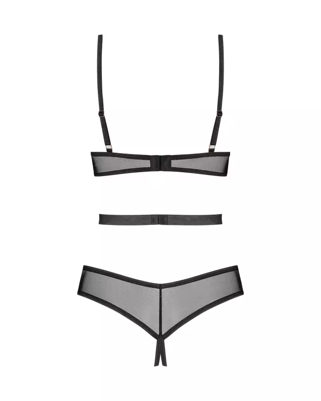 Body Euridia Noir Obsessive avec harnais et entrejambe ouvert-5