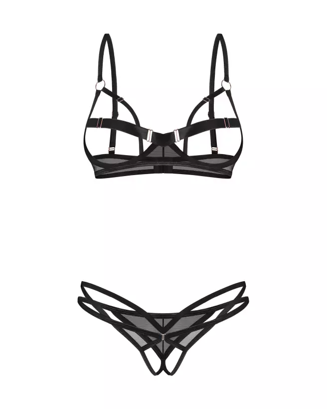 Photo de l'ensemble Euridia 2 pièces Noir par Obsessive avec détails en or rose-4