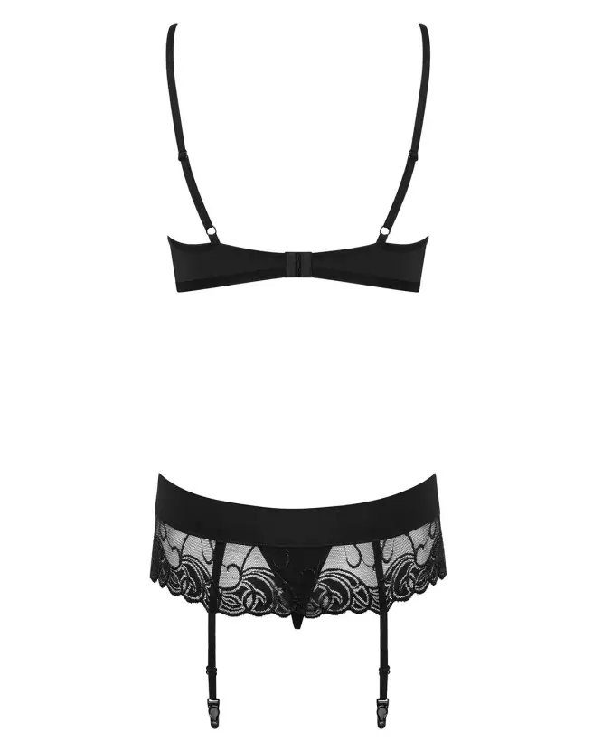 Photo de l'ensemble Wonderia 3 pièces noir Obsessive, lingerie élégante et séduisante-6
