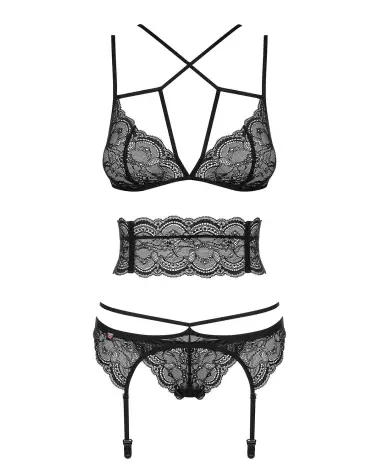 Photo de l'ensemble Frivolla 4 pièces noir par Obsessive, lingerie élégante et séduisante-5