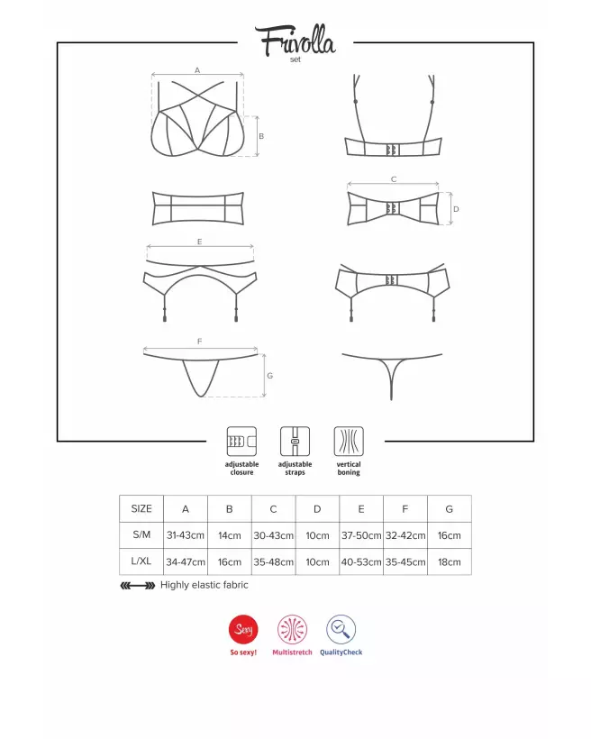 Photo de l'ensemble Frivolla 4 pièces noir par Obsessive, lingerie élégante et séduisante-7
