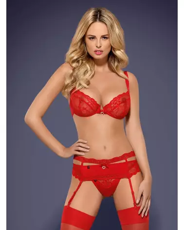 Ensemble Heartina rouge Obsessive, lingerie élégante et séduisante-3