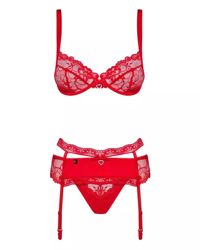 Ensemble Heartina rouge Obsessive, lingerie élégante et séduisante-5