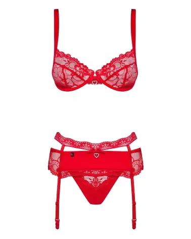 Ensemble Heartina rouge Obsessive, lingerie élégante et séduisante-5