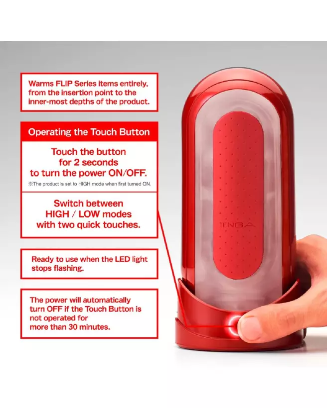 Image du Flip 0 Red Warmer de TENGA, masturbateur chauffant haut de gamme-7