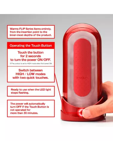 Image du Flip 0 Red Warmer de TENGA, masturbateur chauffant haut de gamme-7
