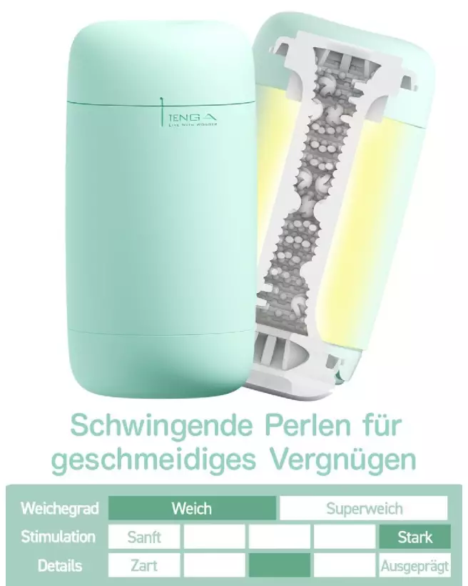 Image du masturbateur Tenga Puffy Mint Green, design ergonomique et couleur menthe-2