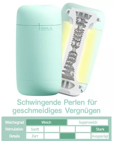Image du masturbateur Tenga Puffy Mint Green, design ergonomique et couleur menthe-2