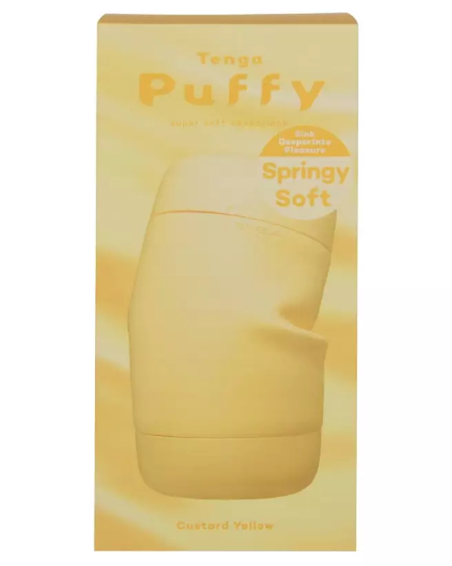 Image du masturbateur TENGA Puffy Custard Yellow, design ergonomique et matériau de haute qualité-1