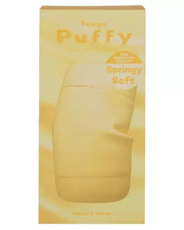 Image du masturbateur TENGA Puffy Custard Yellow, design ergonomique et matériau de haute qualité-1
