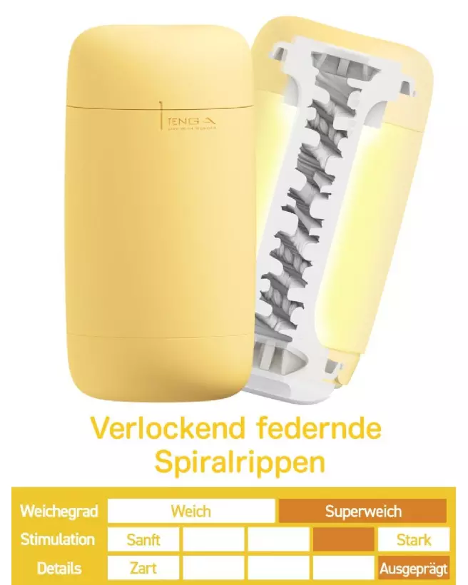 Image du masturbateur TENGA Puffy Custard Yellow, design ergonomique et matériau de haute qualité-2