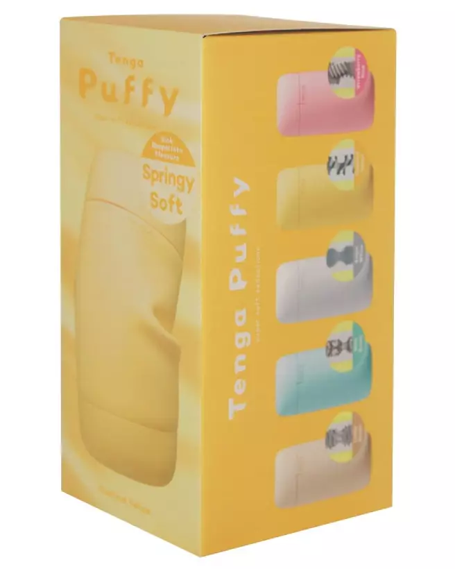 Image du masturbateur TENGA Puffy Custard Yellow, design ergonomique et matériau de haute qualité-5