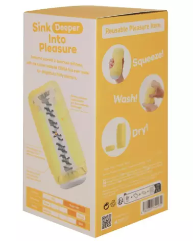 Image du masturbateur TENGA Puffy Custard Yellow, design ergonomique et matériau de haute qualité-6