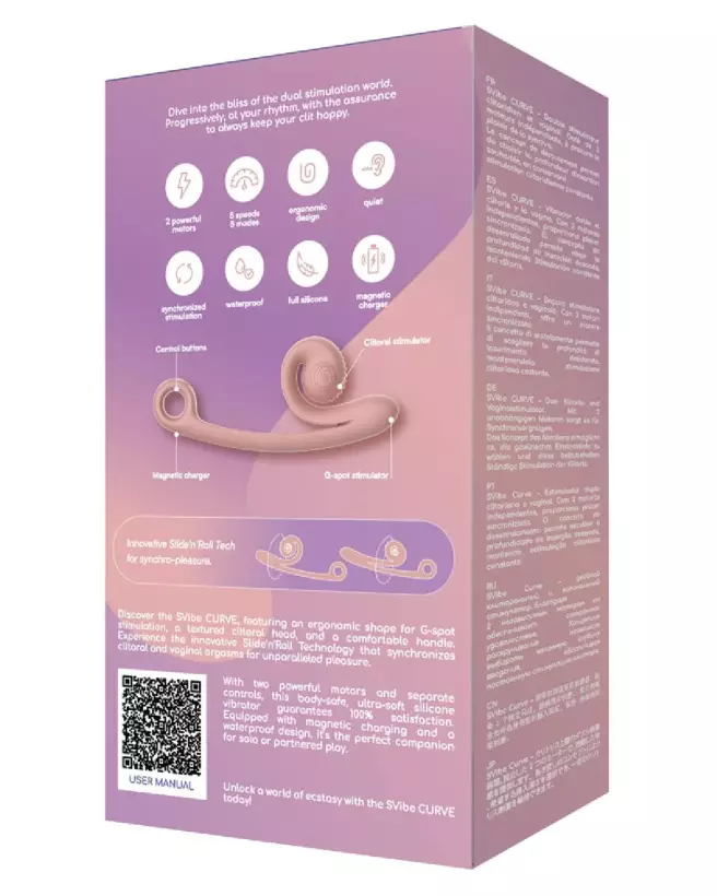 Image du vibromasseur SVibe Curve Peachy Pink, rabbit stimulant clitoridien en rose pêche-6