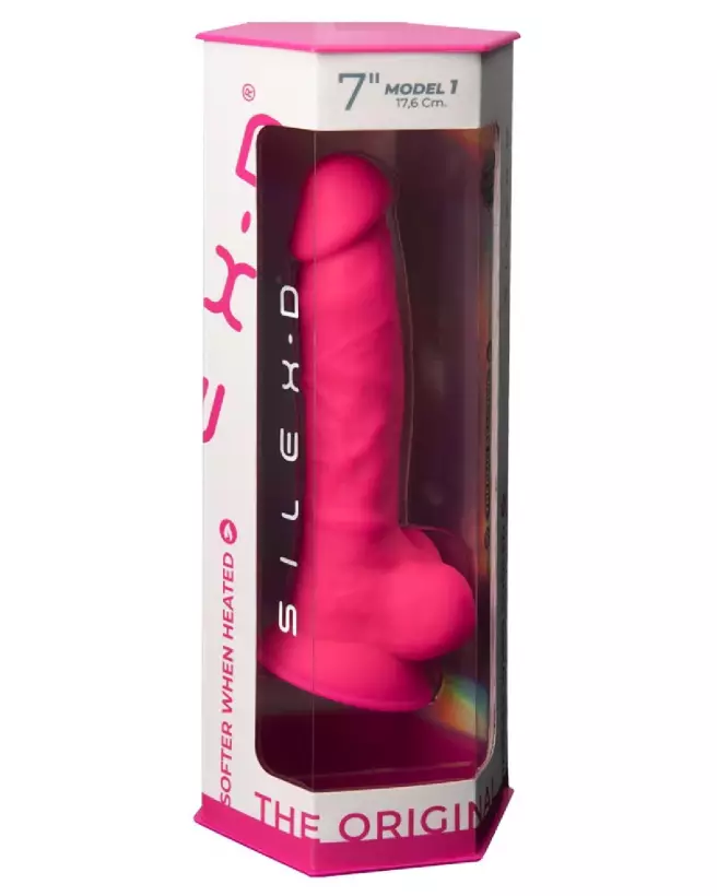 Gode réaliste SilexD Model 1 de 7 pouces avec ventouse et texture veineuse-1