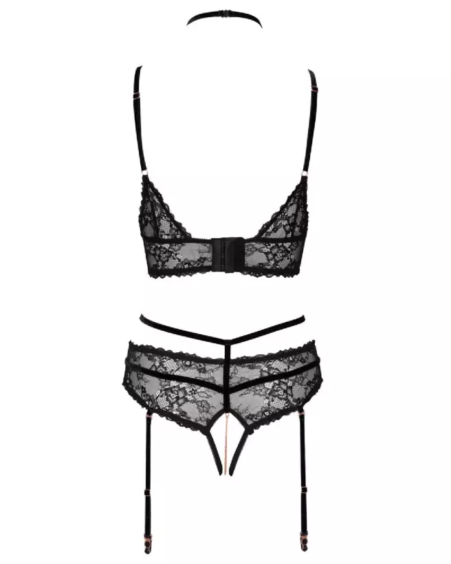 Photo de l'ensemble de lingerie noir Abierta Fina taille M, élégant et confortable-6