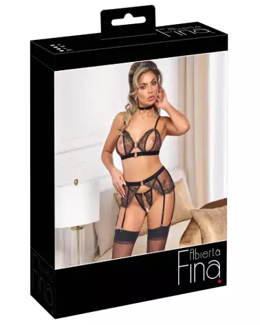 Ensemble de lingerie Bra Suspender Set XL par Abierta Fina, élégance et confort en grande taille-1