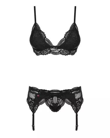 Ensemble Obsessive 810-SEG-1 noir, lingerie élégante trois pièces-5