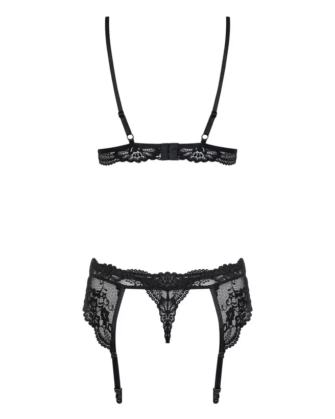 Ensemble Obsessive 810-SEG-1 noir, lingerie élégante trois pièces-6