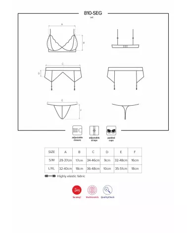 Ensemble Obsessive 810-SEG-1 noir, lingerie élégante trois pièces-7