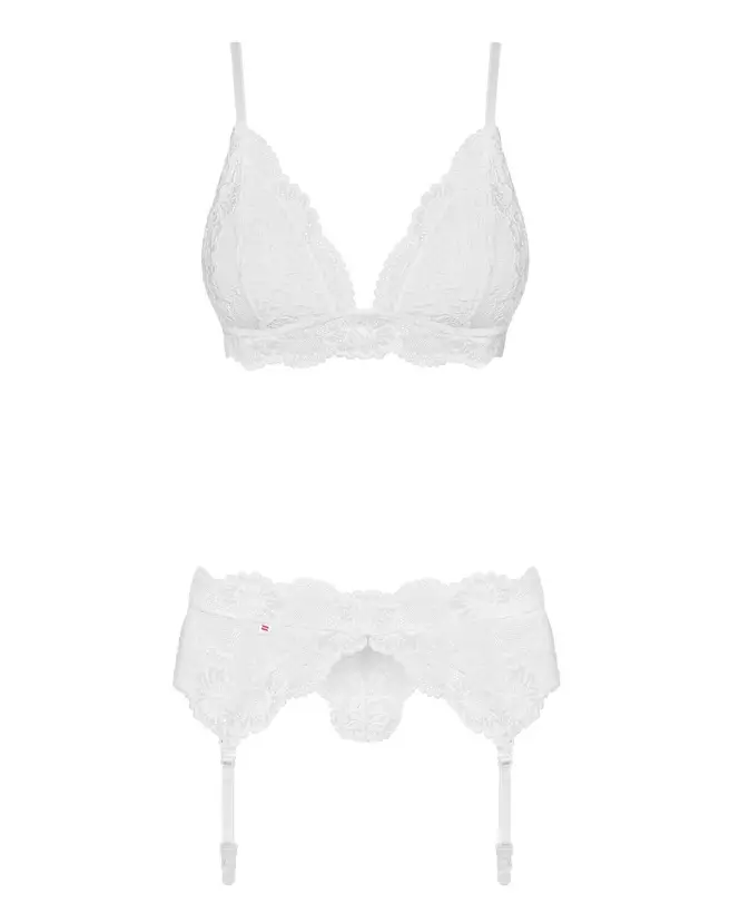 Ensemble Obsessive 810-SEG-2 blanc, lingerie élégante trois pièces-5