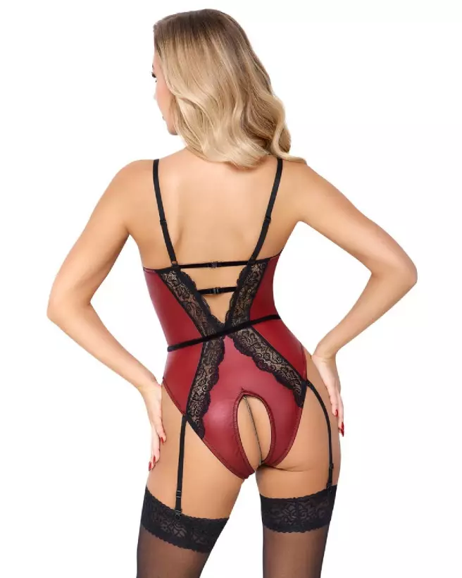 Image du Body Red/Black M par Abierta Fina en taille moyenne, lingerie de luxe noir et rouge-5