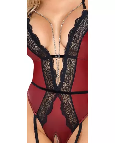Body Rouge Noir Taille XL Abierta Fina Style Confort-6