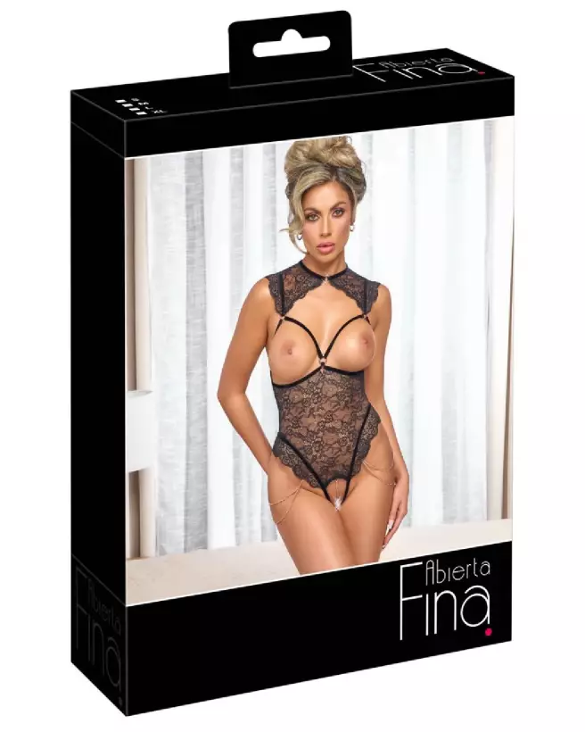 Body Open Lace S en dentelle noire par Abierta Fina-1