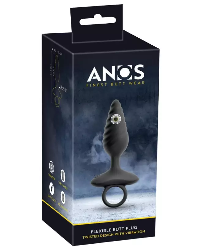 Plug Anal Twisted ANOS en silicone flexible, design torsadé pour plaisir accru-1
