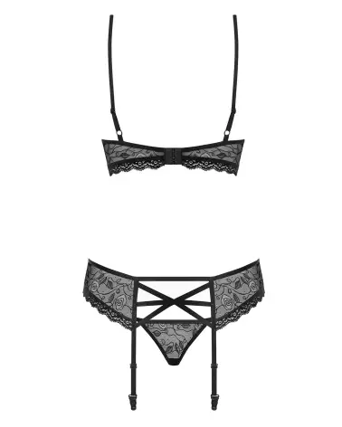 Photo de l'ensemble 3 pièces noir 818-SEG-1 Obsessive, lingerie élégante et séduisante-6